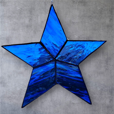 Grande étoile bleu moyen - 13x13 cm