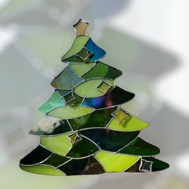 Sapin vert avec étoiles - 23x20 cm